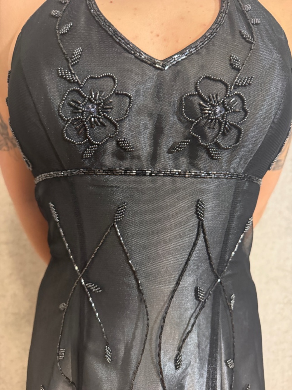 Vintage Cache Beaded Halter Neck Evening Dress with beaded details - Picture 9 of 11